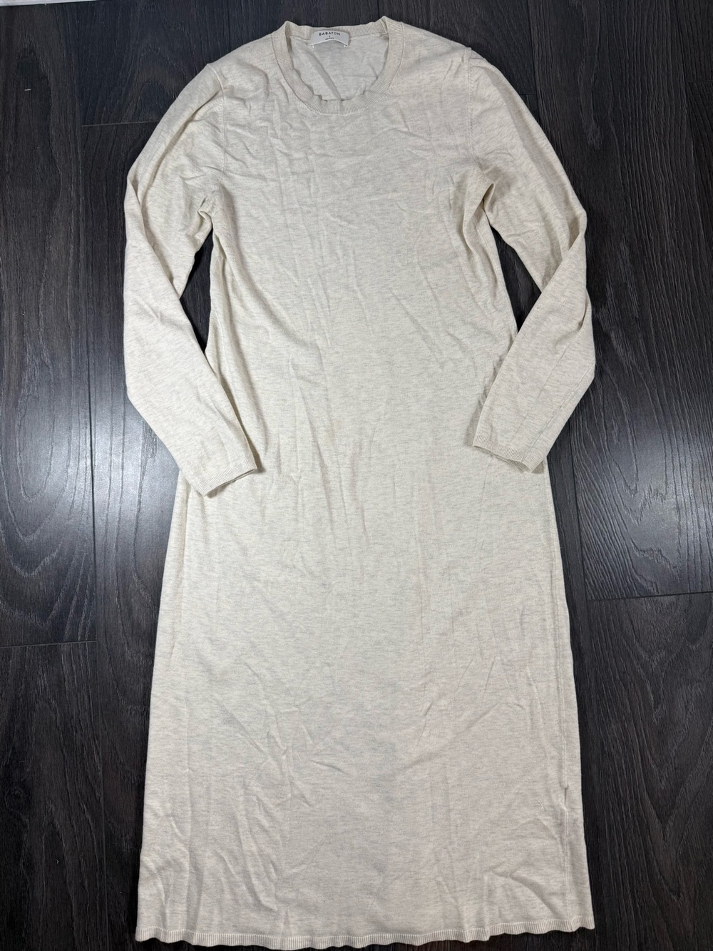Babaton Long Sleeve Cream Knit Dress